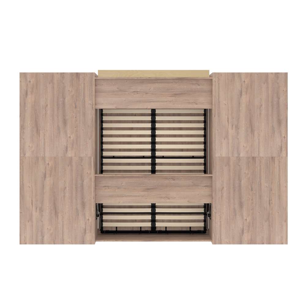 Bestar - Pur Full Murphy Bed and 2 Shelving Units with Drawers (131W) in Rustic Brown - 26896-000009 veiw 5