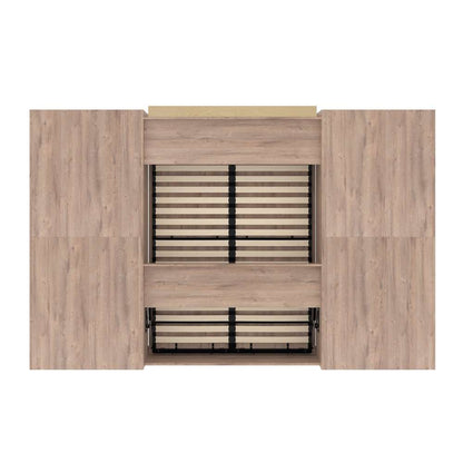 Bestar - Pur Full Murphy Bed and 2 Shelving Units with Drawers (131W) in Rustic Brown - 26896-000009 veiw 5