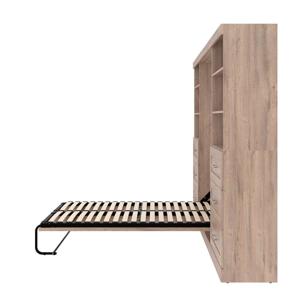 Bestar - Pur Full Murphy Bed and 2 Shelving Units with Drawers (131W) in Rustic Brown - 26896-000009 veiw 10