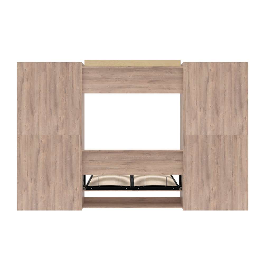 Bestar - Pur Full Murphy Bed and 2 Shelving Units with Drawers (131W) in Rustic Brown - 26896-000009 veiw 11