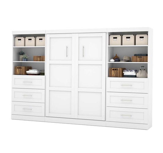 Bestar - Pur Full Murphy Bed and 2 Shelving Units with Drawers (131W) in White - 26896-17 veiw 1