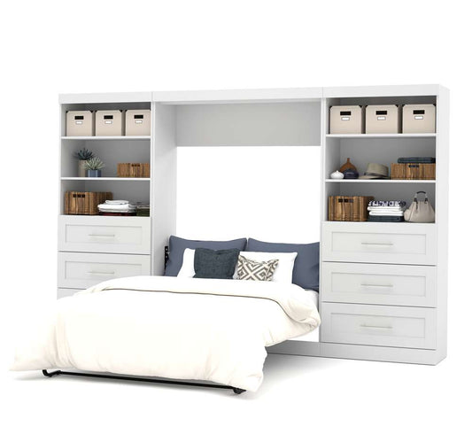 Bestar - Pur Full Murphy Bed and 2 Shelving Units with Drawers (131W) in White - 26896-17 veiw 2
