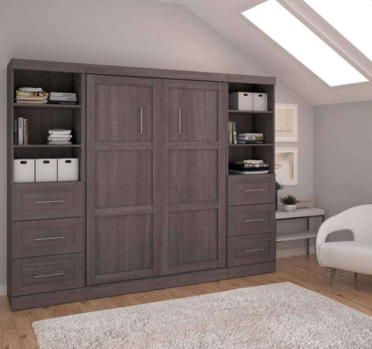 Bestar - Pur Full Murphy Bed and 2 Storage Units with Drawers (109W) in Bark Grey - 26894-47 veiw 1