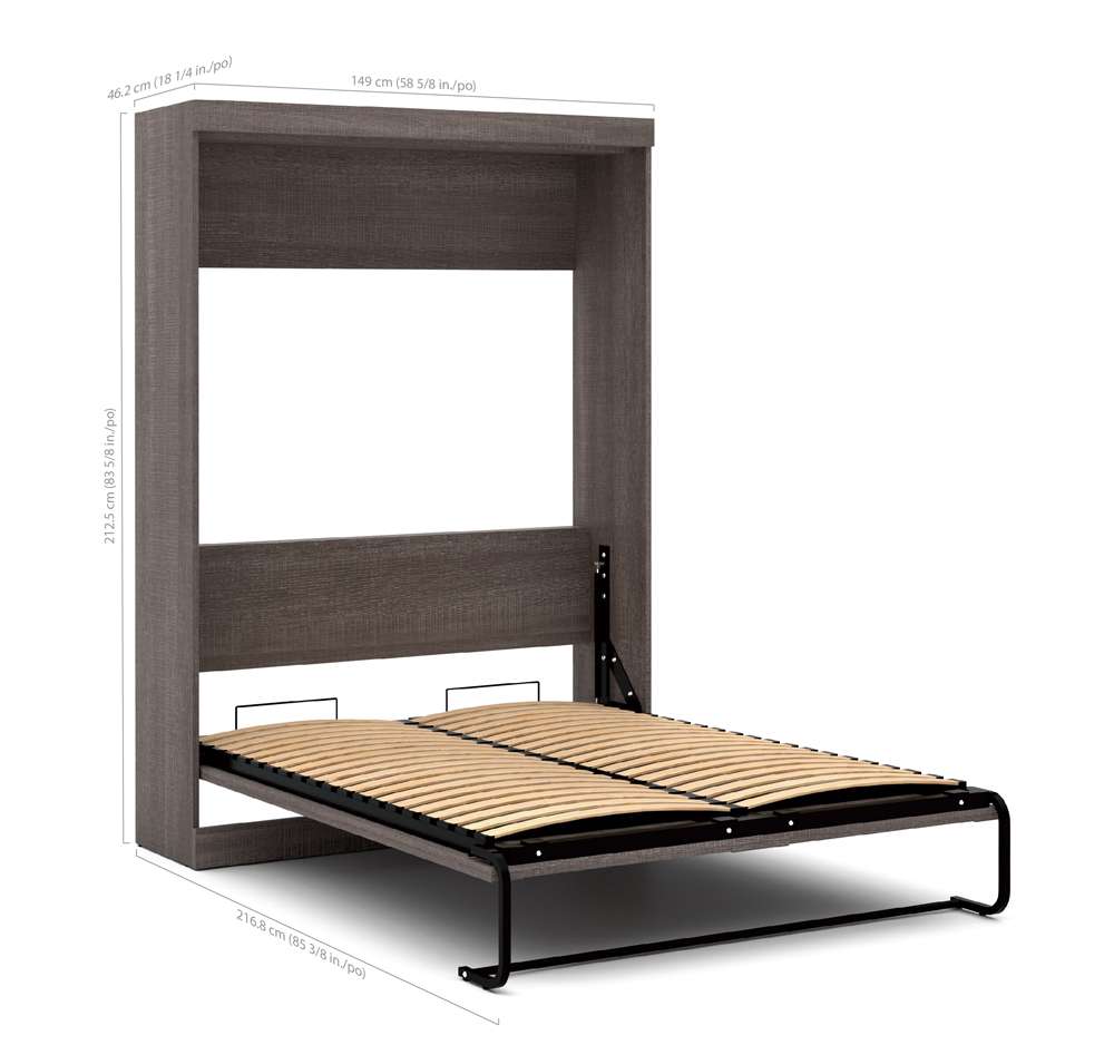 Bestar - Pur Full Murphy Bed and 2 Storage Units with Drawers (109W) in Bark Grey - 26894-47 veiw 4