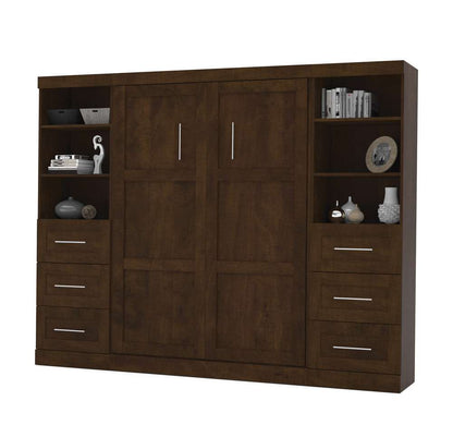 Bestar - Pur Full Murphy Bed and 2 Storage Units with Drawers (109W) in Chocolate - 26894-69 veiw 1