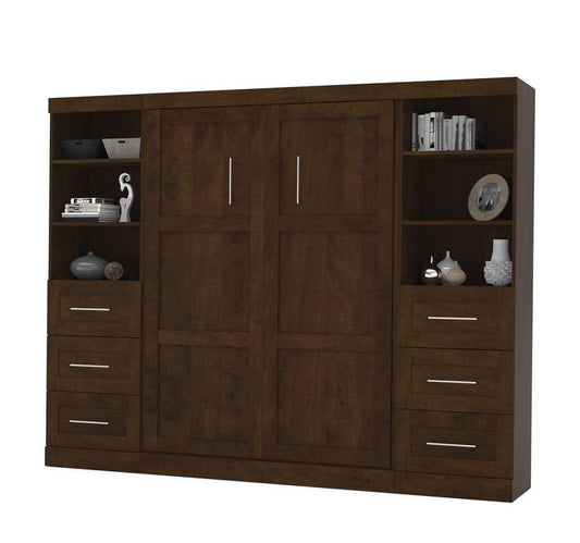 Bestar - Pur Full Murphy Bed and 2 Storage Units with Drawers (109W) in Chocolate - 26894-69 veiw 1