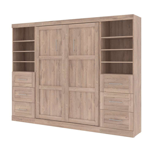 Bestar - Pur Full Murphy Bed and 2 Storage Units with Drawers (109W) in Rustic Brown - 26894-000009 veiw 1