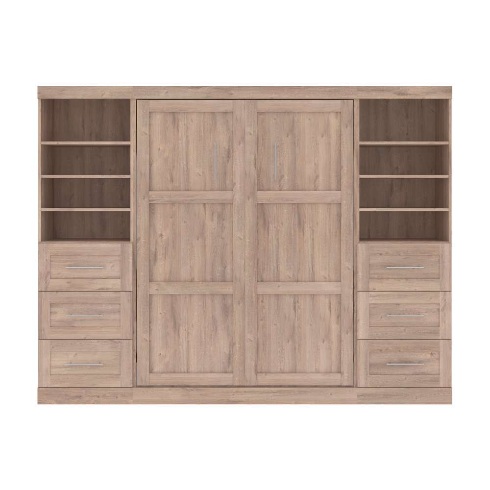 Bestar - Pur Full Murphy Bed and 2 Storage Units with Drawers (109W) in Rustic Brown - 26894-000009 veiw 3