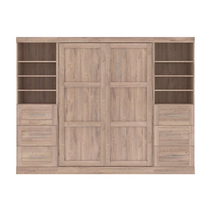 Bestar - Pur Full Murphy Bed and 2 Storage Units with Drawers (109W) in Rustic Brown - 26894-000009 veiw 3