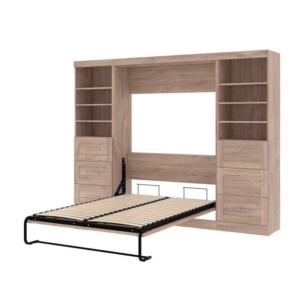 Bestar - Pur Full Murphy Bed and 2 Storage Units with Drawers (109W) in Rustic Brown - 26894-000009 veiw 7