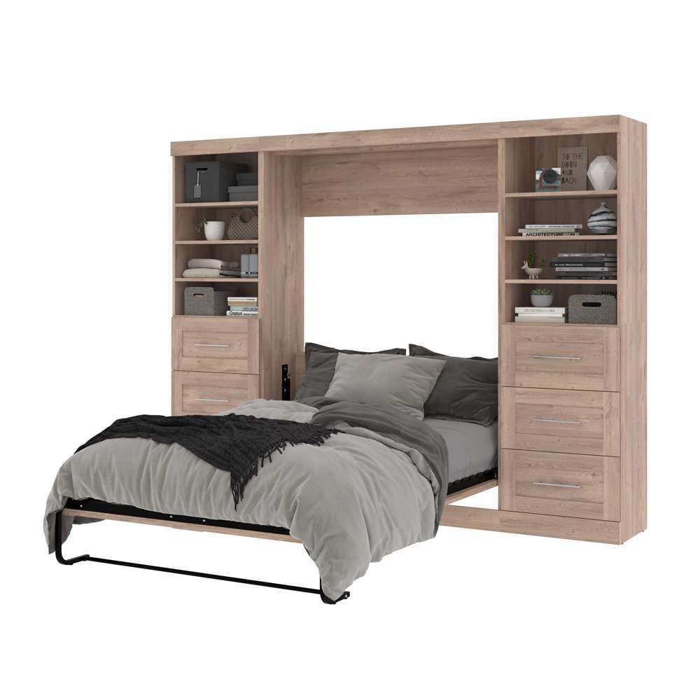 Bestar - Pur Full Murphy Bed and 2 Storage Units with Drawers (109W) in Rustic Brown - 26894-000009 veiw 8