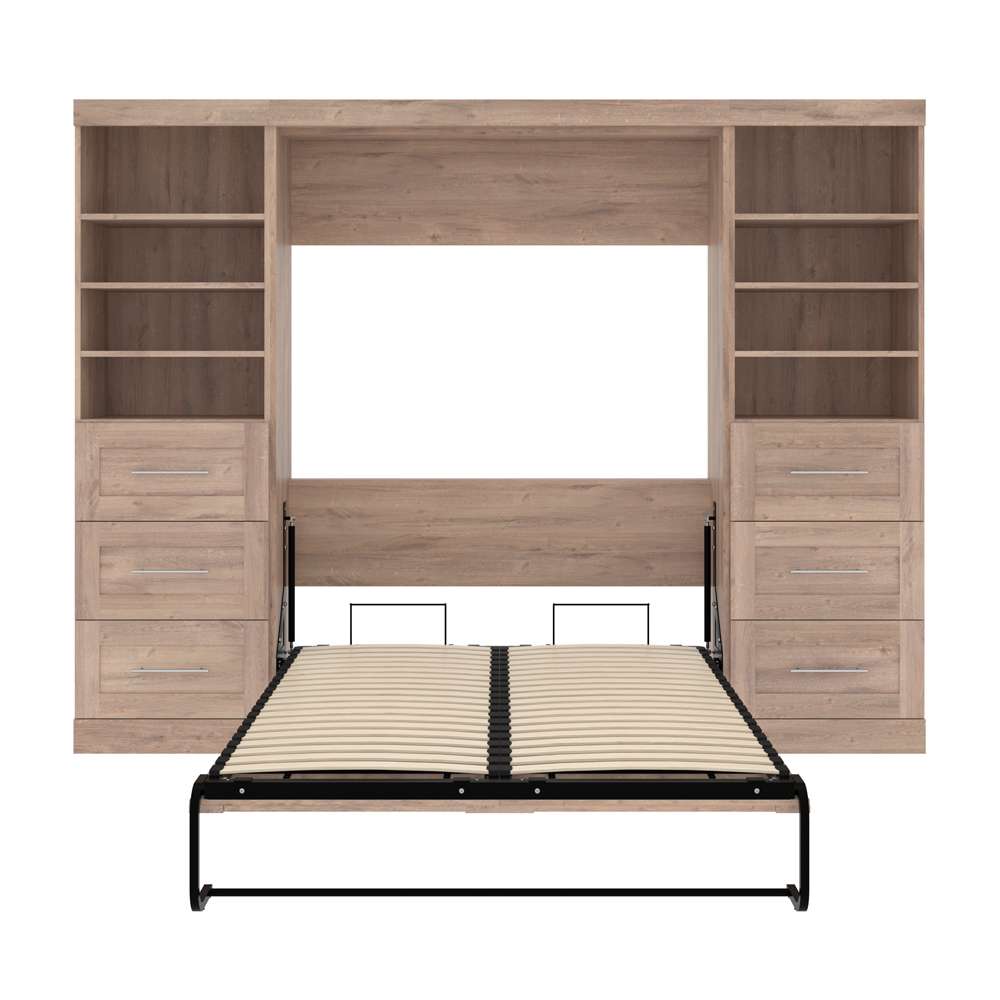 Bestar - Pur Full Murphy Bed and 2 Storage Units with Drawers (109W) in Rustic Brown - 26894-000009 veiw 9