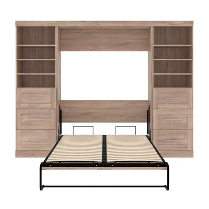 Bestar - Pur Full Murphy Bed and 2 Storage Units with Drawers (109W) in Rustic Brown - 26894-000009 veiw 9