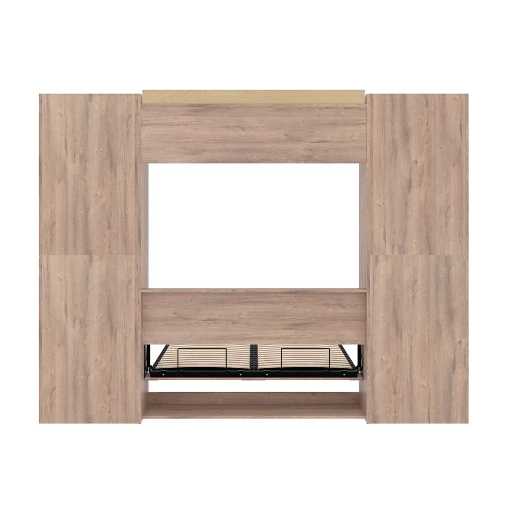 Bestar - Pur Full Murphy Bed and 2 Storage Units with Drawers (109W) in Rustic Brown - 26894-000009 veiw 11