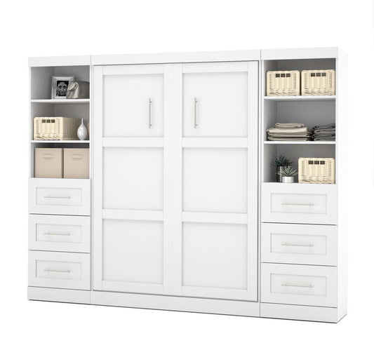 Bestar - Pur Full Murphy Bed and 2 Storage Units with Drawers (109W) in White - 26894-17 veiw 1