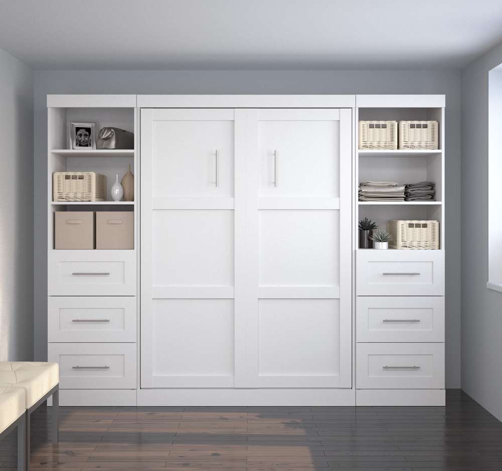 Bestar - Pur Full Murphy Bed and 2 Storage Units with Drawers (109W) in White - 26894-17 veiw 4