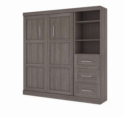 Bestar - Pur Full Murphy Bed and Storage Unit with Drawers (84W) in Bark Grey - 26868-47 veiw 1