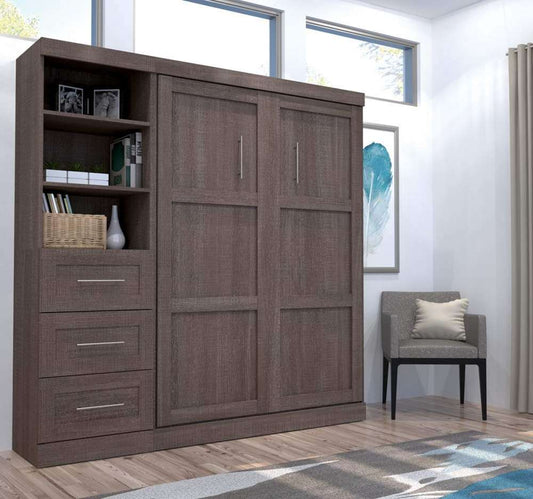 Bestar - Pur Full Murphy Bed and Storage Unit with Drawers (84W) in Bark Grey - 26868-47 veiw 2