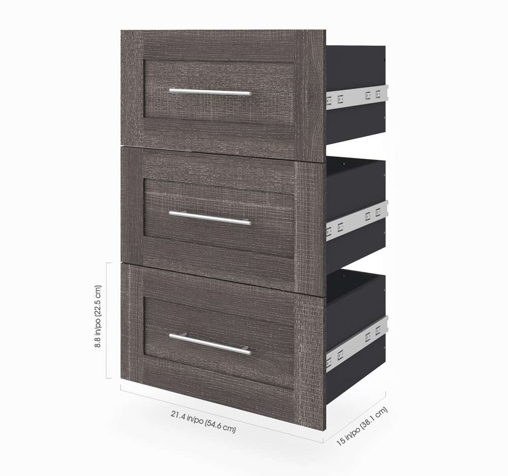 Bestar - Pur Full Murphy Bed and Storage Unit with Drawers (84W) in Bark Grey - 26868-47 veiw 6