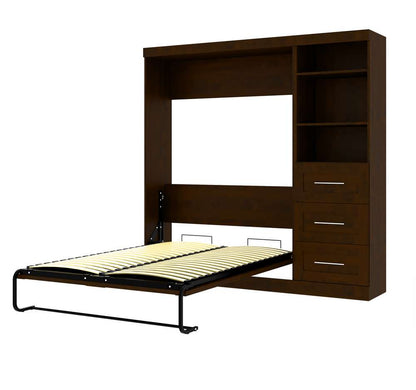 Bestar - Pur Full Murphy Bed and Storage Unit with Drawers (84W) in Chocolate - 26868-69 veiw 2
