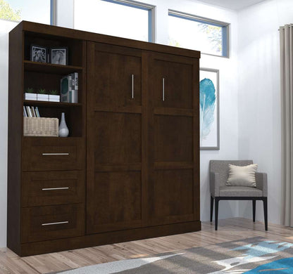 Bestar - Pur Full Murphy Bed and Storage Unit with Drawers (84W) in Chocolate - 26868-69 veiw 4