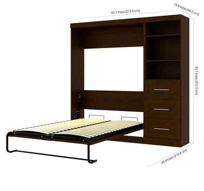 Bestar - Pur Full Murphy Bed and Storage Unit with Drawers (84W) in Chocolate - 26868-69 veiw 6