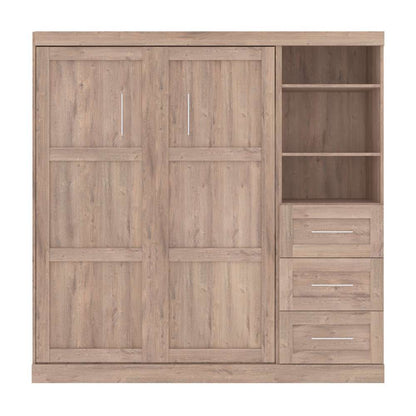 Bestar - Pur Full Murphy Bed and Storage Unit with Drawers (84W) in Rustic Brown - 26868-000009 veiw 3