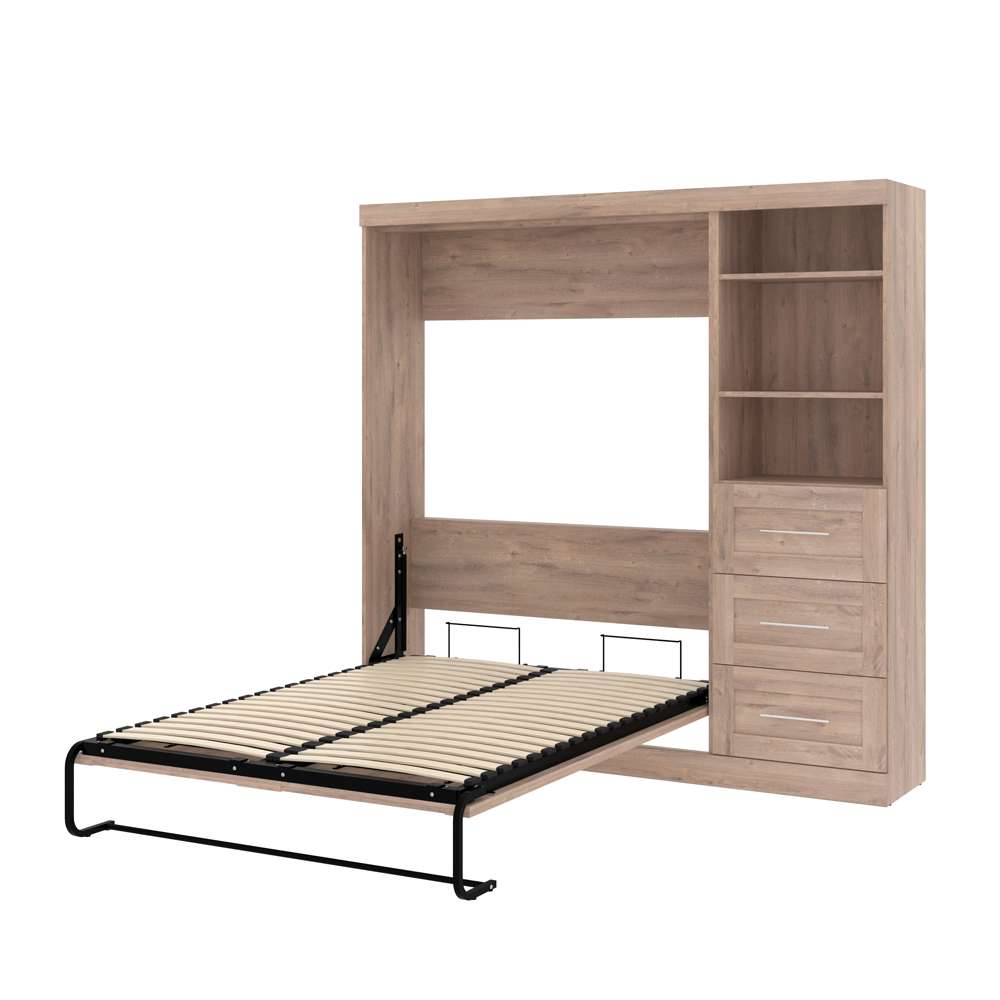 Bestar - Pur Full Murphy Bed and Storage Unit with Drawers (84W) in Rustic Brown - 26868-000009 veiw 7