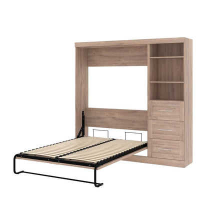 Bestar - Pur Full Murphy Bed and Storage Unit with Drawers (84W) in Rustic Brown - 26868-000009 veiw 7