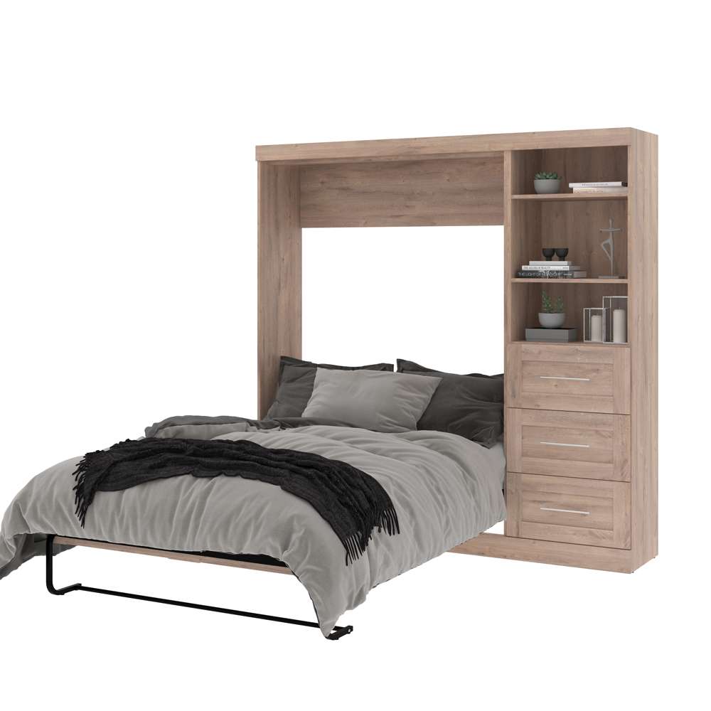 Bestar - Pur Full Murphy Bed and Storage Unit with Drawers (84W) in Rustic Brown - 26868-000009 veiw 8