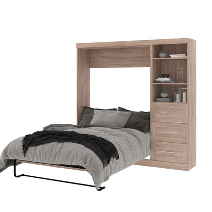 Bestar - Pur Full Murphy Bed and Storage Unit with Drawers (84W) in Rustic Brown - 26868-000009 veiw 8