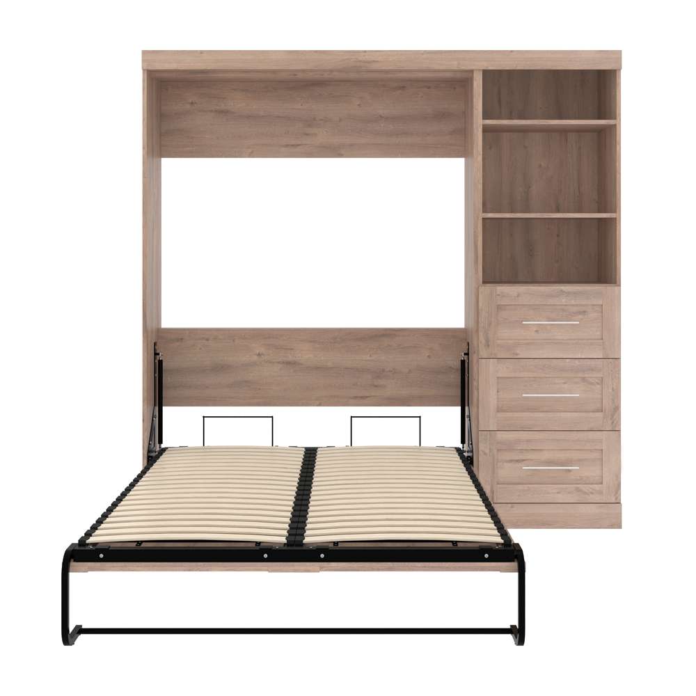 Bestar - Pur Full Murphy Bed and Storage Unit with Drawers (84W) in Rustic Brown - 26868-000009 veiw 9