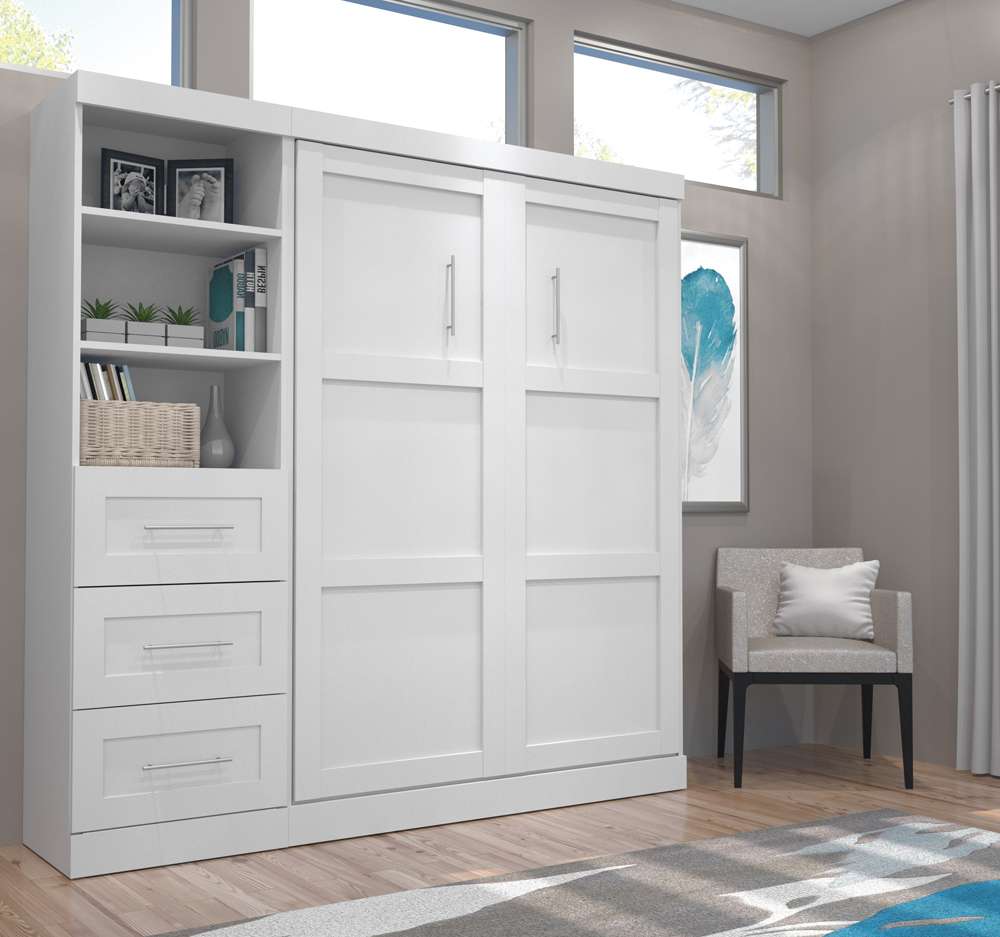 Bestar - Pur Full Murphy Bed and Storage Unit with Drawers (84W) in White - 26868-17 veiw 3