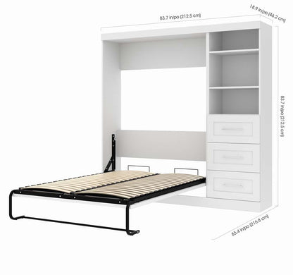 Bestar - Pur Full Murphy Bed and Storage Unit with Drawers (84W) in White - 26868-17 veiw 4