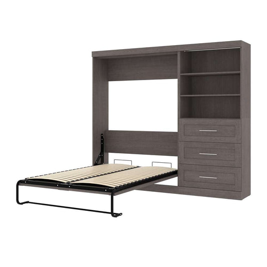 Bestar - Pur Full Murphy Bed and Storage Unit with Drawers (95W) in Bark Grey - 26891-47 veiw 1