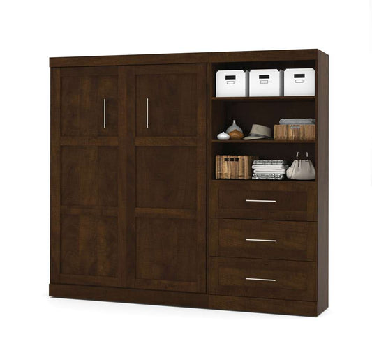 Bestar - Pur Full Murphy Bed and Storage Unit with Drawers (95W) in Chocolate - 26891-69 veiw 1