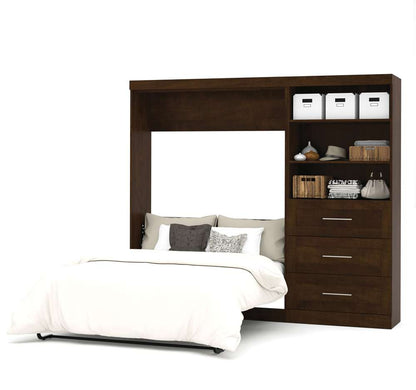 Bestar - Pur Full Murphy Bed and Storage Unit with Drawers (95W) in Chocolate - 26891-69 veiw 2