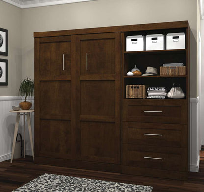 Bestar - Pur Full Murphy Bed and Storage Unit with Drawers (95W) in Chocolate - 26891-69 veiw 4