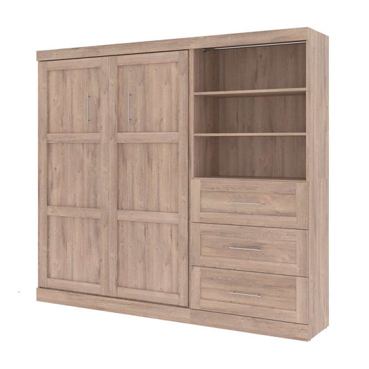 Bestar - Pur Full Murphy Bed and Storage Unit with Drawers (95W) in Rustic Brown - 26891-000009 veiw 1