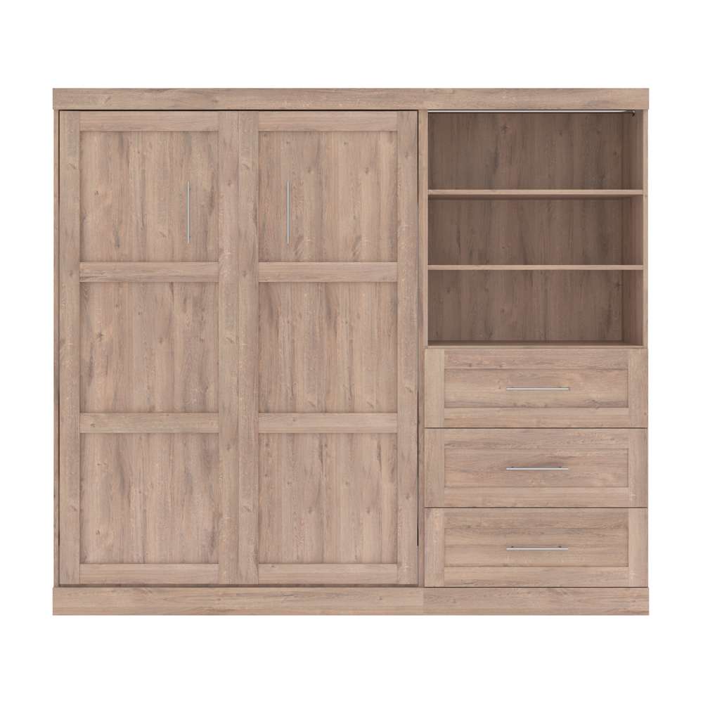 Bestar - Pur Full Murphy Bed and Storage Unit with Drawers (95W) in Rustic Brown - 26891-000009 veiw 3