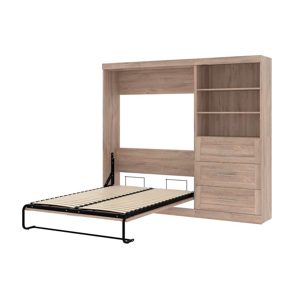Bestar - Pur Full Murphy Bed and Storage Unit with Drawers (95W) in Rustic Brown - 26891-000009 veiw 7