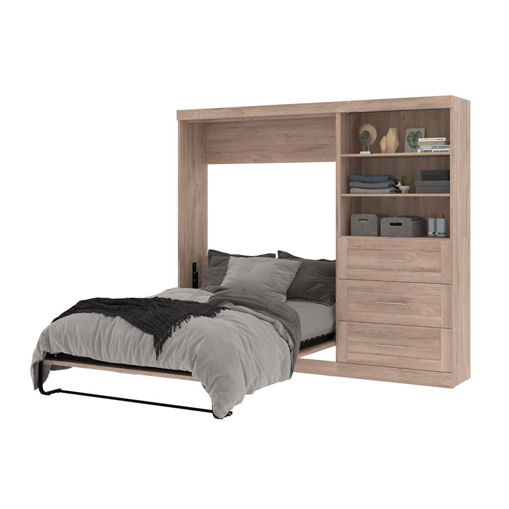 Bestar - Pur Full Murphy Bed and Storage Unit with Drawers (95W) in Rustic Brown - 26891-000009 veiw 8