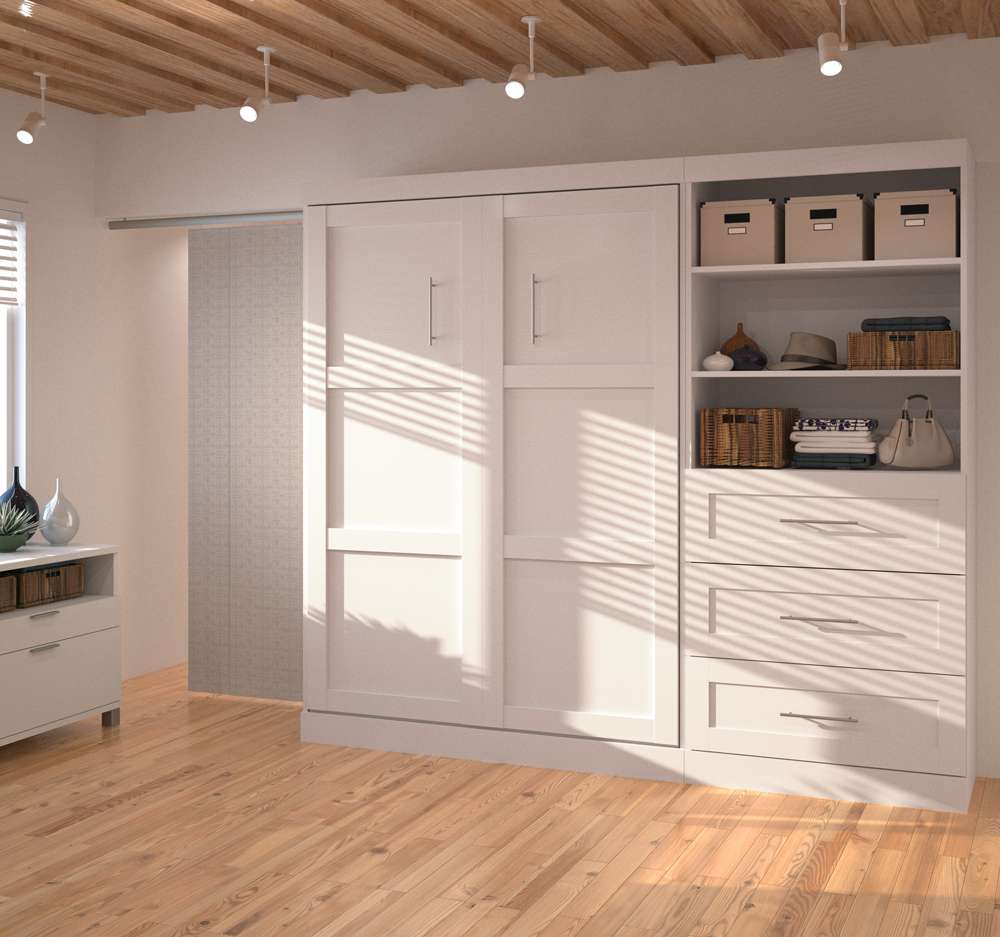 Bestar - Pur Full Murphy Bed and Storage Unit with Drawers (95W) in White - 26891-17 veiw 4