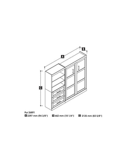 Bestar - Pur Full Murphy Bed and Storage Unit with Drawers (95W) in White - 26891-17 veiw 6