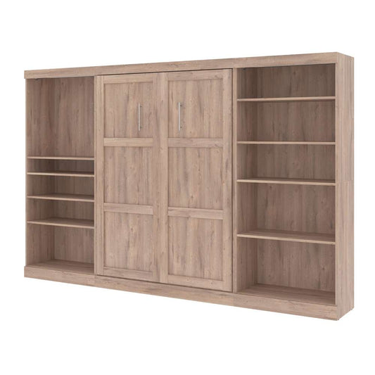 Bestar - Pur Full Murphy Bed with 2 Shelving Units (131W) in Rustic Brown - 26895-000009 veiw 1