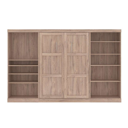 Bestar - Pur Full Murphy Bed with 2 Shelving Units (131W) in Rustic Brown - 26895-000009 veiw 3