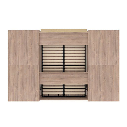 Bestar - Pur Full Murphy Bed with 2 Shelving Units (131W) in Rustic Brown - 26895-000009 veiw 5