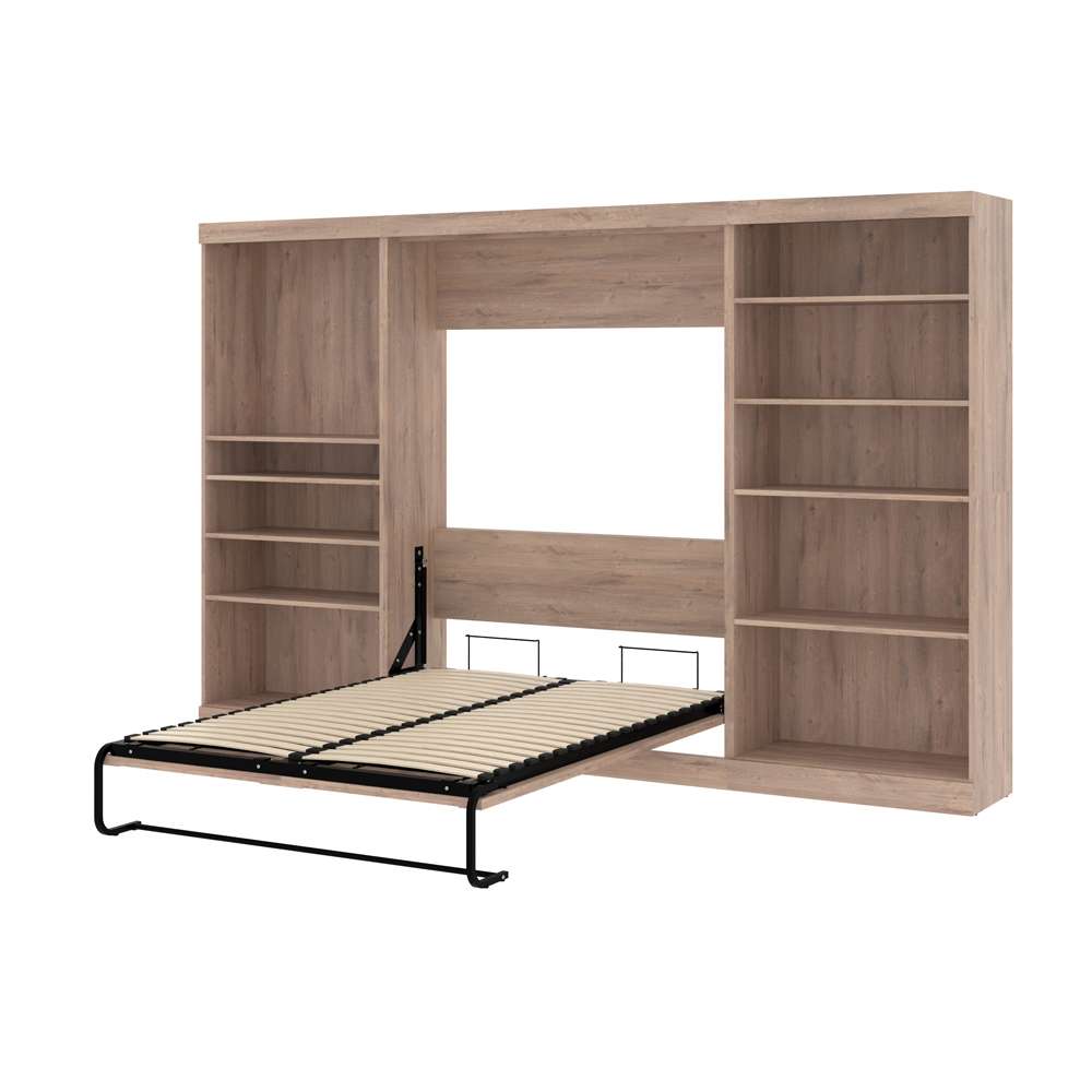 Bestar - Pur Full Murphy Bed with 2 Shelving Units (131W) in Rustic Brown - 26895-000009 veiw 7