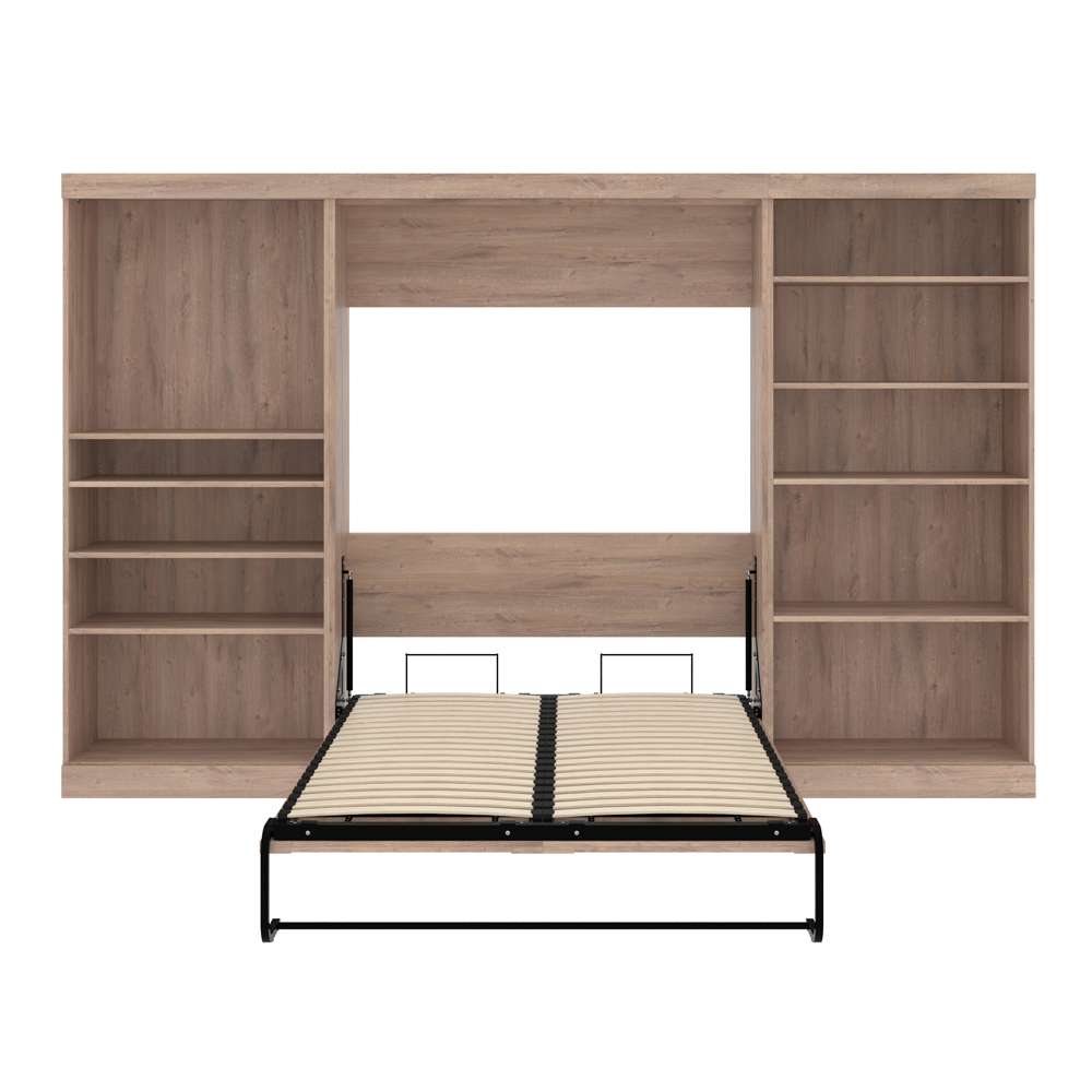 Bestar - Pur Full Murphy Bed with 2 Shelving Units (131W) in Rustic Brown - 26895-000009 veiw 9