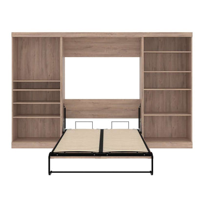 Bestar - Pur Full Murphy Bed with 2 Shelving Units (131W) in Rustic Brown - 26895-000009 veiw 9
